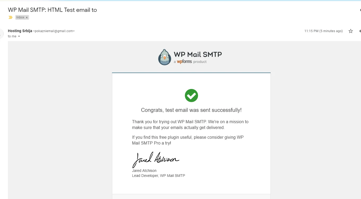 SMTP i WordPress gmail smtp