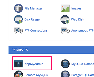 phpmyadmin cpanel