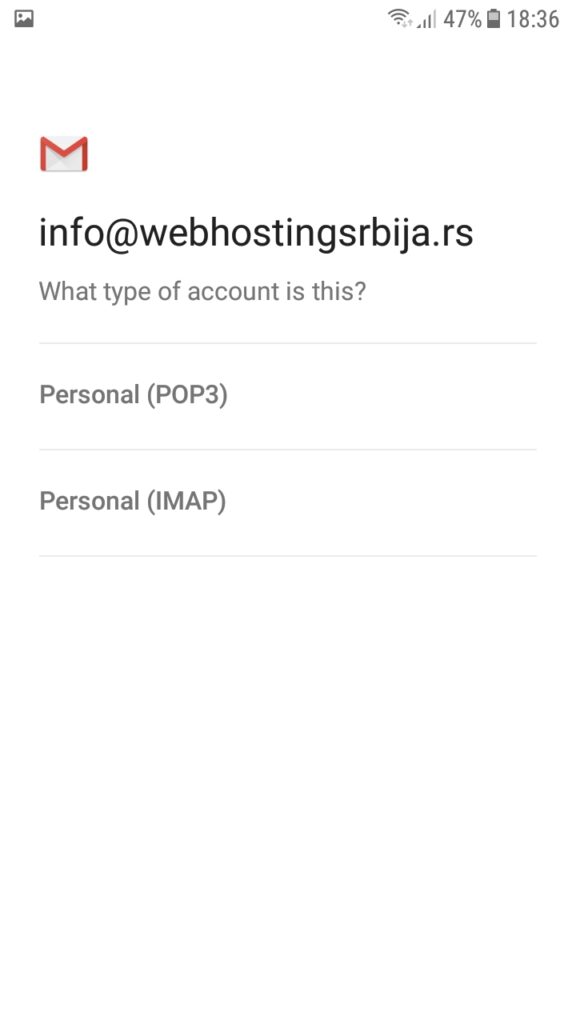 Screenshot 20200313 183647 Podešavanje email klijenta na Android telefonu
