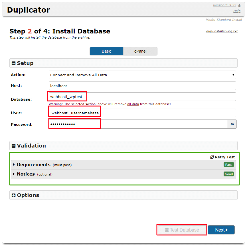 Screenshot 41 Prebacivanje sajta sa localhost na cPanel duplicator