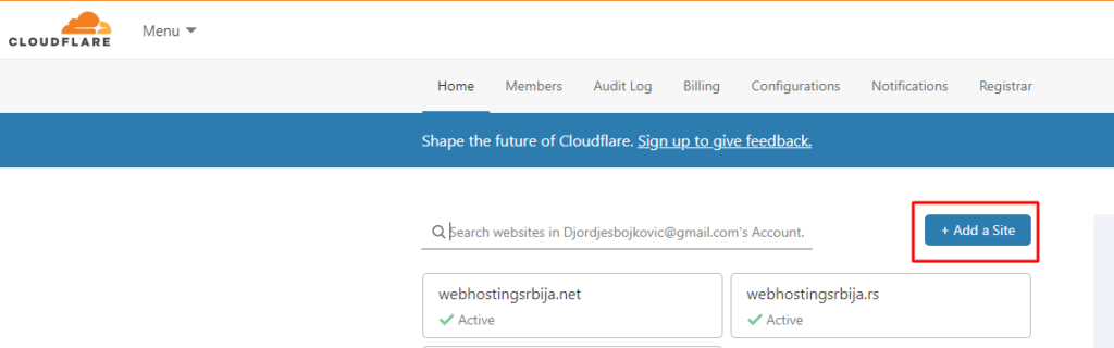 cloudflare Postavljanje CloudFlare