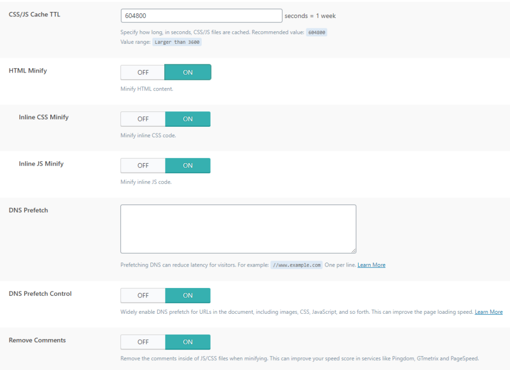 litespeed48 1 LiteSpeed Page Optimization - Settings