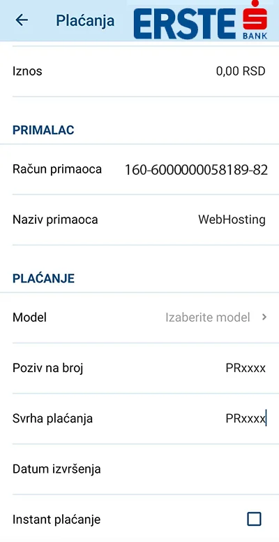 erstebanka 1 Načini plaćanja hostinga i domena
