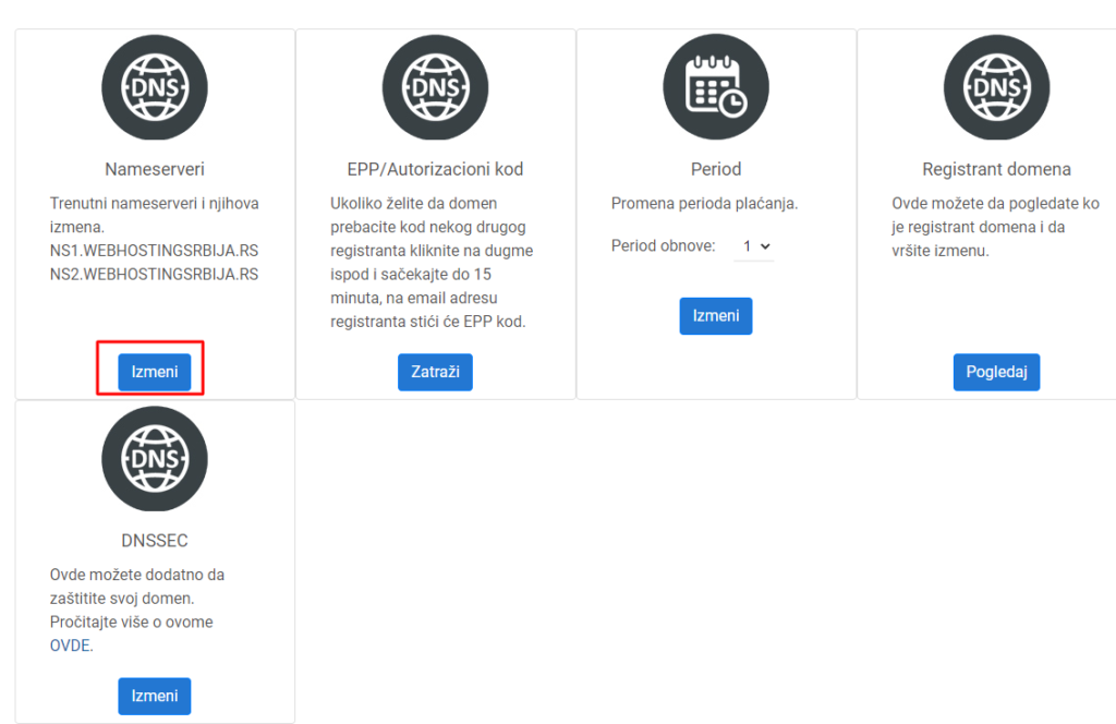 domeninameserver2 Izmena NameServera