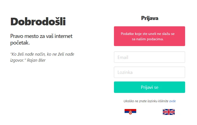 Pristup klijent panelu klijentpanel2 Pristup klijent panelu