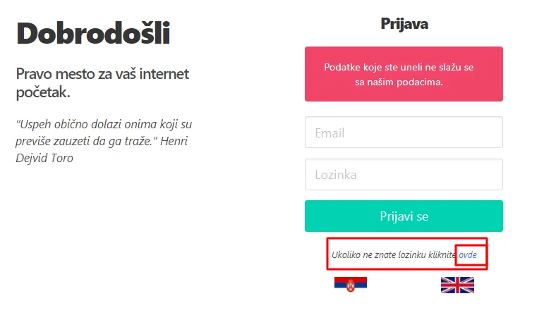 Pristup klijent panelu klijentpanel3 Pristup klijent panelu
