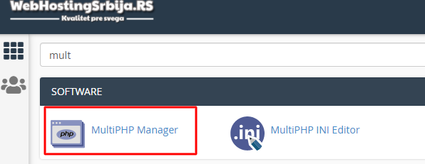 multiphpmanager Promena PHP verzije