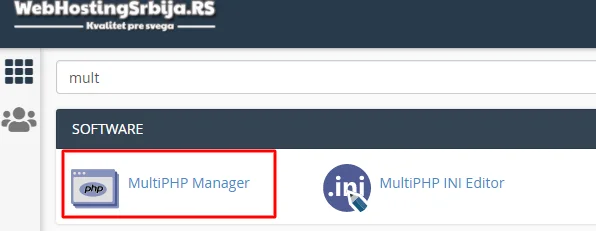 Changing PHP version multiphpmanager Promena PHP verzije