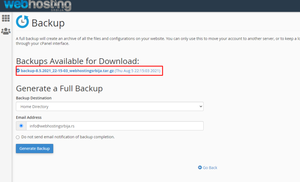 backup5 Ručno backup i restore cPanel