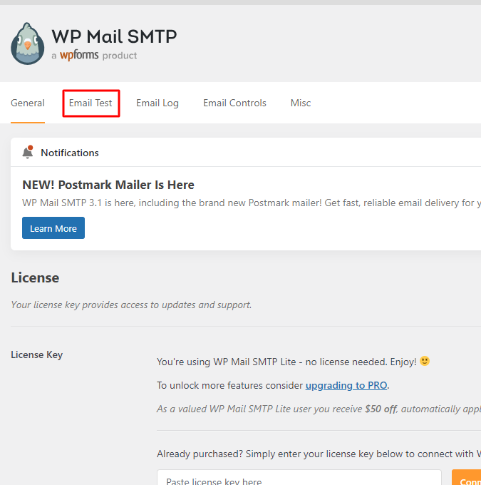 emailtestsmtp SMTP i WordPress