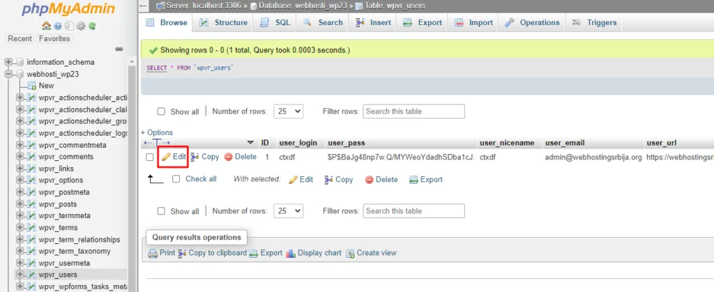 Reset WP lozinke bez pristupa dashboard wp-admin phpmyadminusers Reset WP lozinke bez pristupa dashboard wp-admin