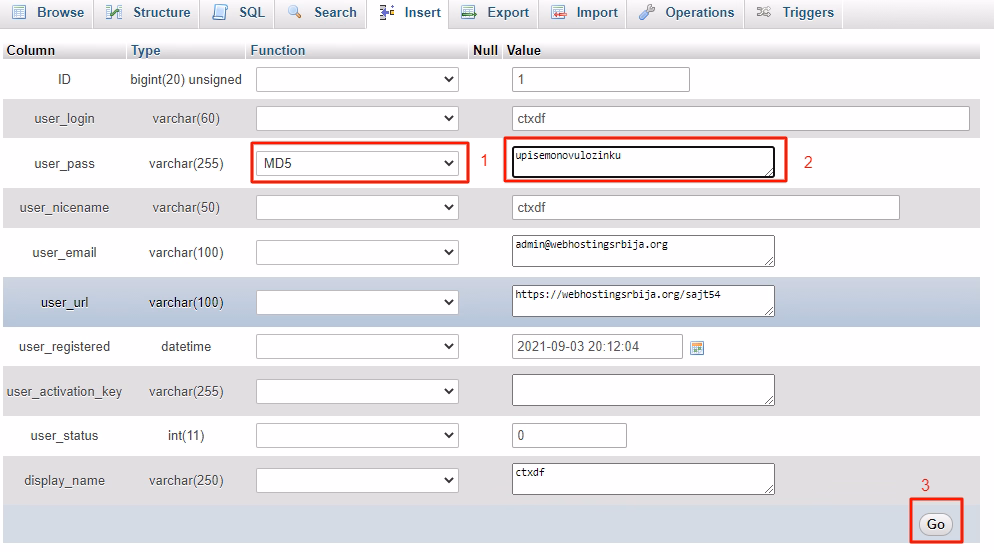 phpmyadminusers2 Reset WP lozinke bez pristupa dashboard wp-admin