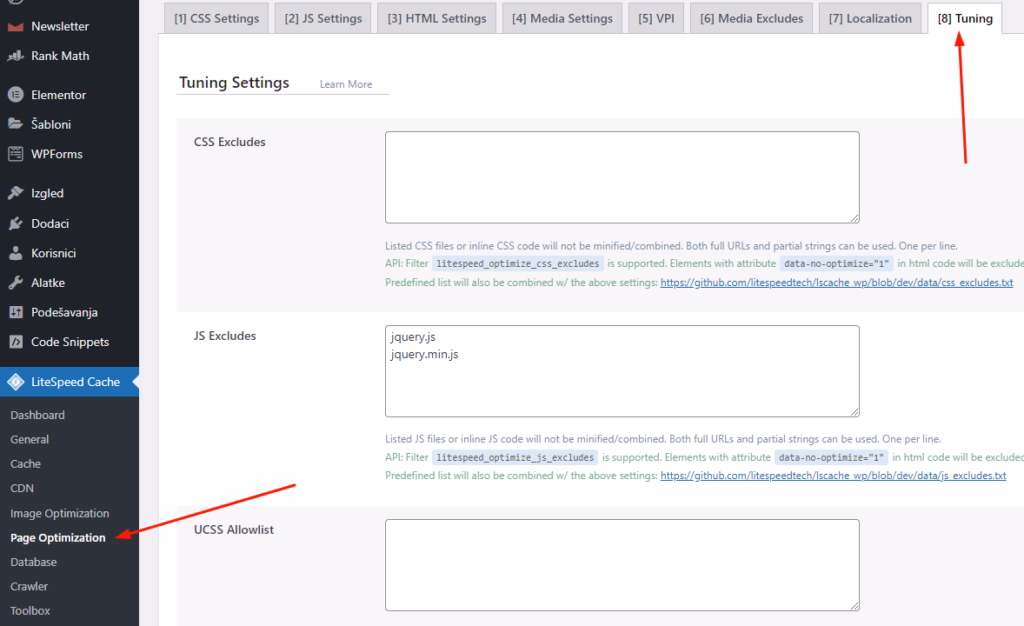 LiteSpeed out-of-the-box configuration litespeedplugin exclude LiteSpeed gotova konfiguracija