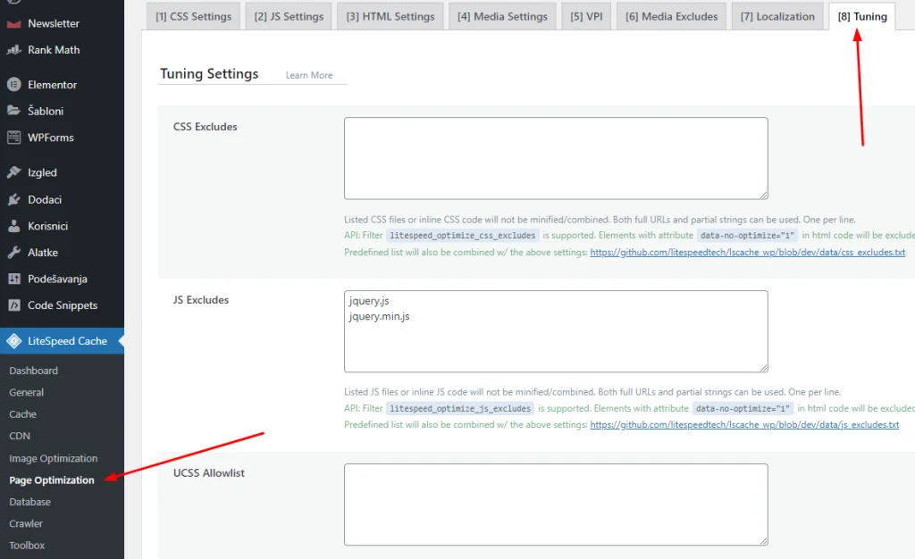 LiteSpeed out-of-the-box configuration litespeedplugin exclude LiteSpeed gotova konfiguracija