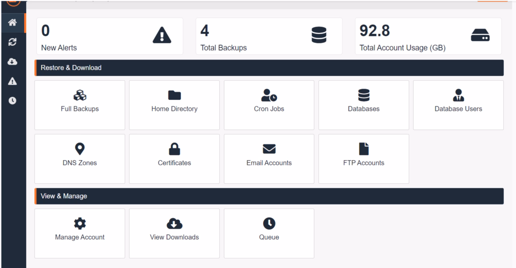 Restore accounts or files jetbackup52 Restore naloga ili fajlova