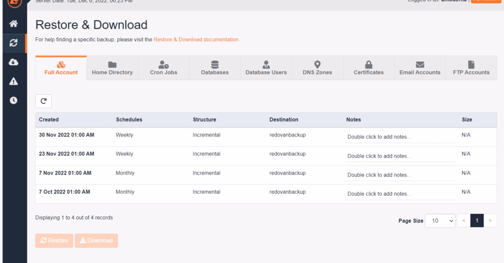 Restore accounts or files jetbackup53 Restore naloga ili fajlova