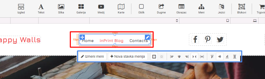 izmena menija sajt kreator Izmena menija