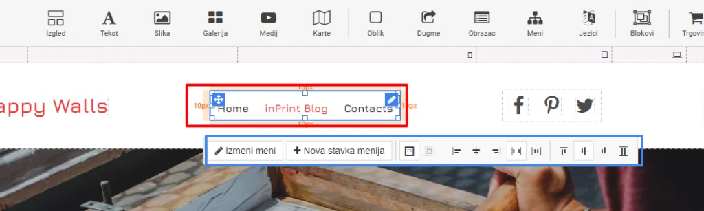 Izmena menija izmena menija sajt kreator Izmena menija