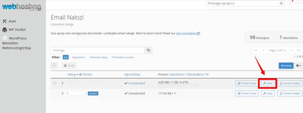 How to Change Your Email Password in cPanel cPanel Email Nalozi Kako Promeniti Lozinku za Vašu Email Adresu u cPanel