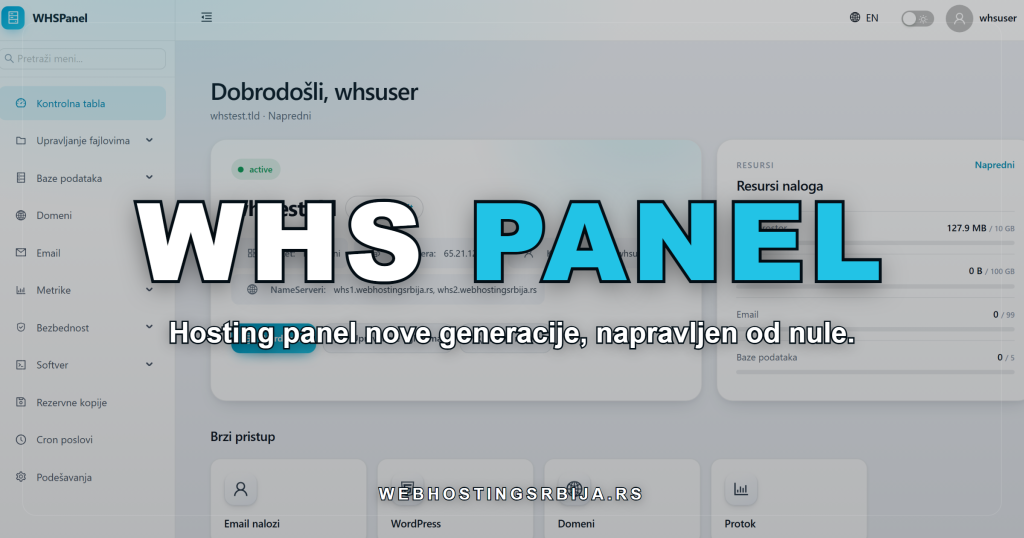 WHS panel, hosting panel nove generacije