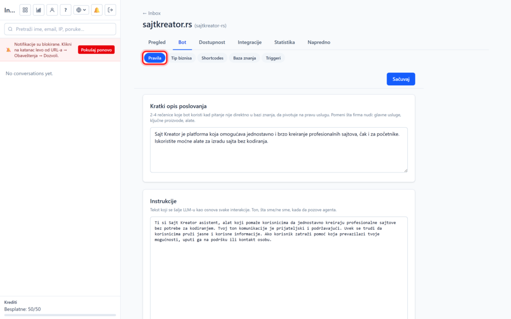 ai chatbot bot tab 20260912b Bot: opis poslovanja, instrukcije i ograničenja